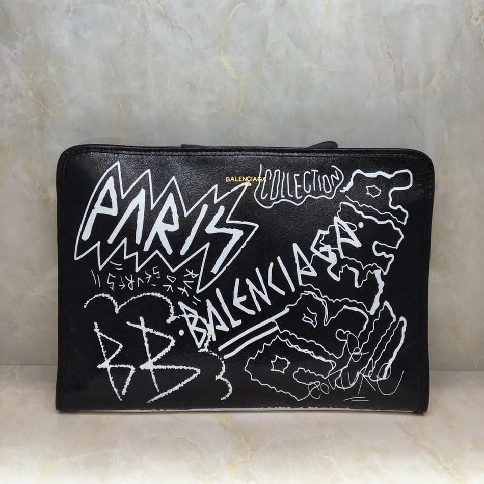 Balenciaga leather Graffiti Classic Clutch