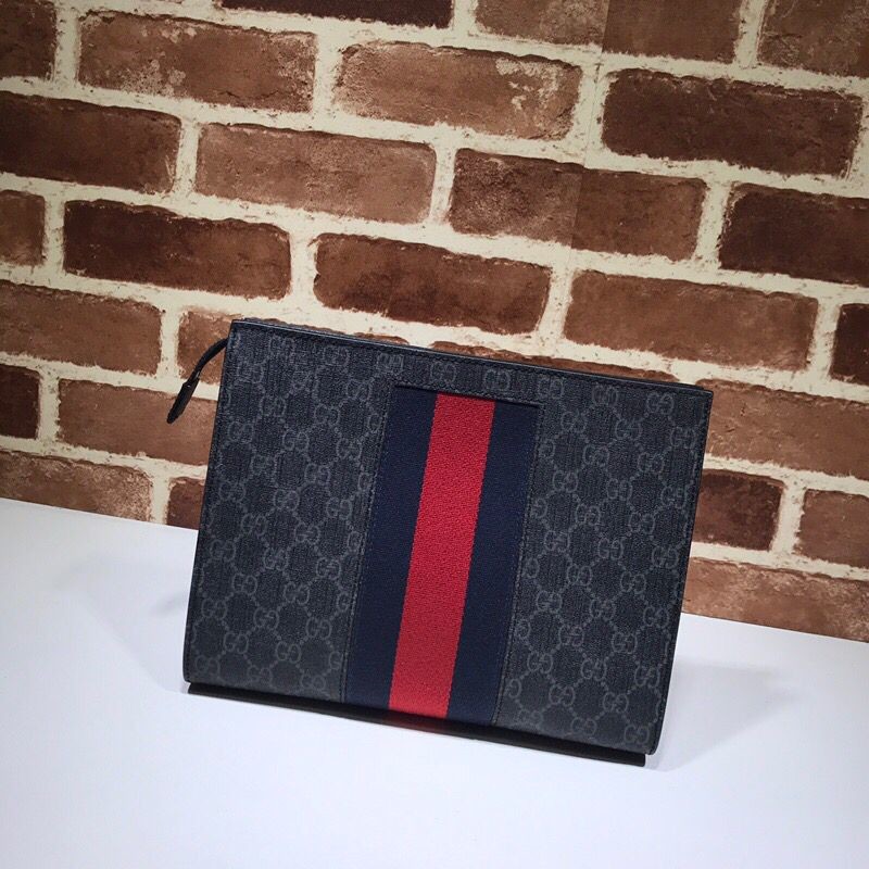 Gucci Canvas Clutch with Striped Webbing