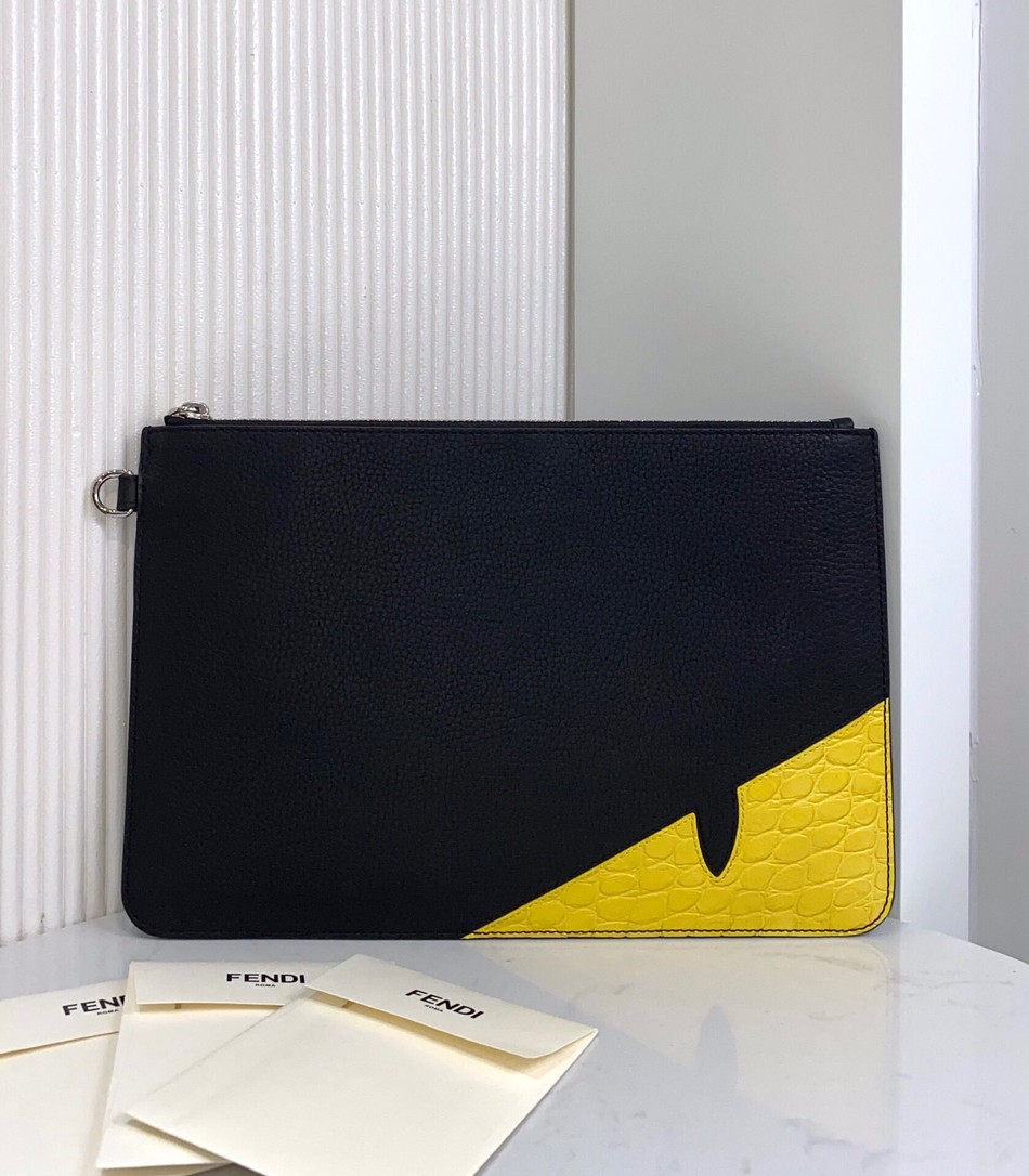 Fendi Grained Calfskin Classic Little Monster Clutch