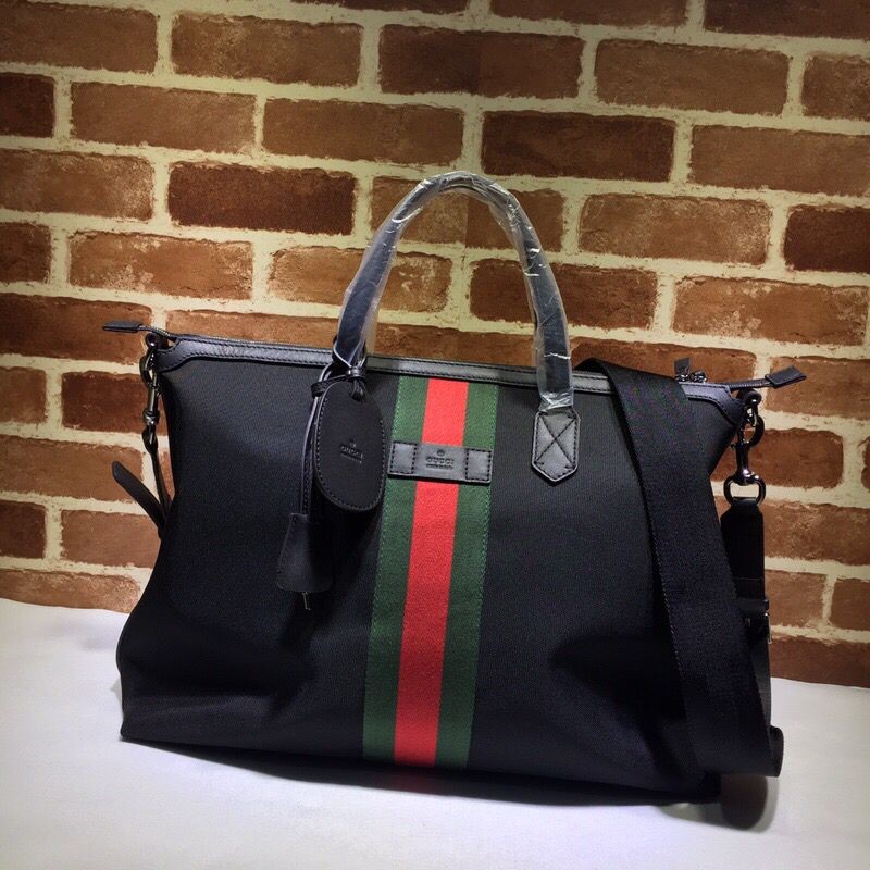 Gucci canvas red and green striped shoulder bag