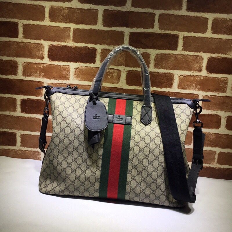 Gucci canvas red and green striped shoulder bag