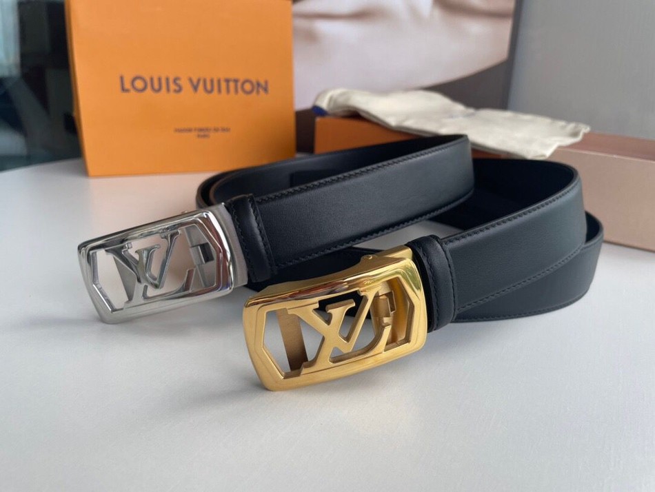 Louis Vuitton automatic metal buckle, Reversible leather 3.5cm belt