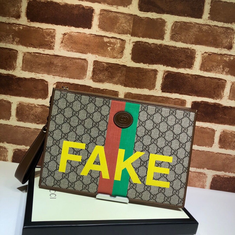 Gucci "Fake/Not" Printed Clutch