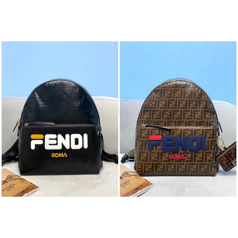 Fendi embossed FF stitching letters waterproof material backpack