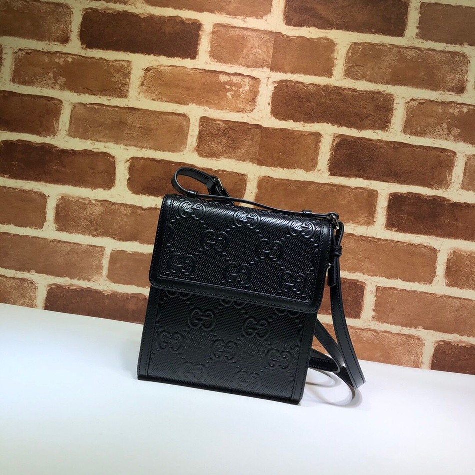 Gucci GG print embossed messenger bag