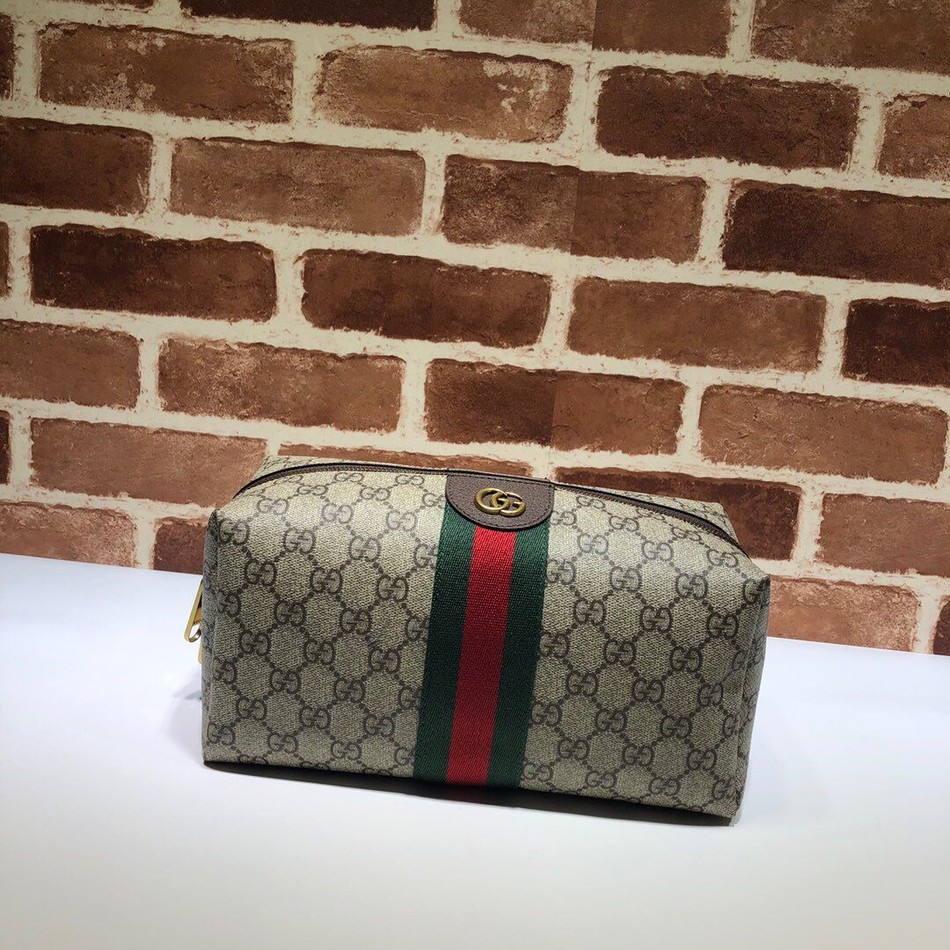 Gucci men s GG canvas red and green striped handbag