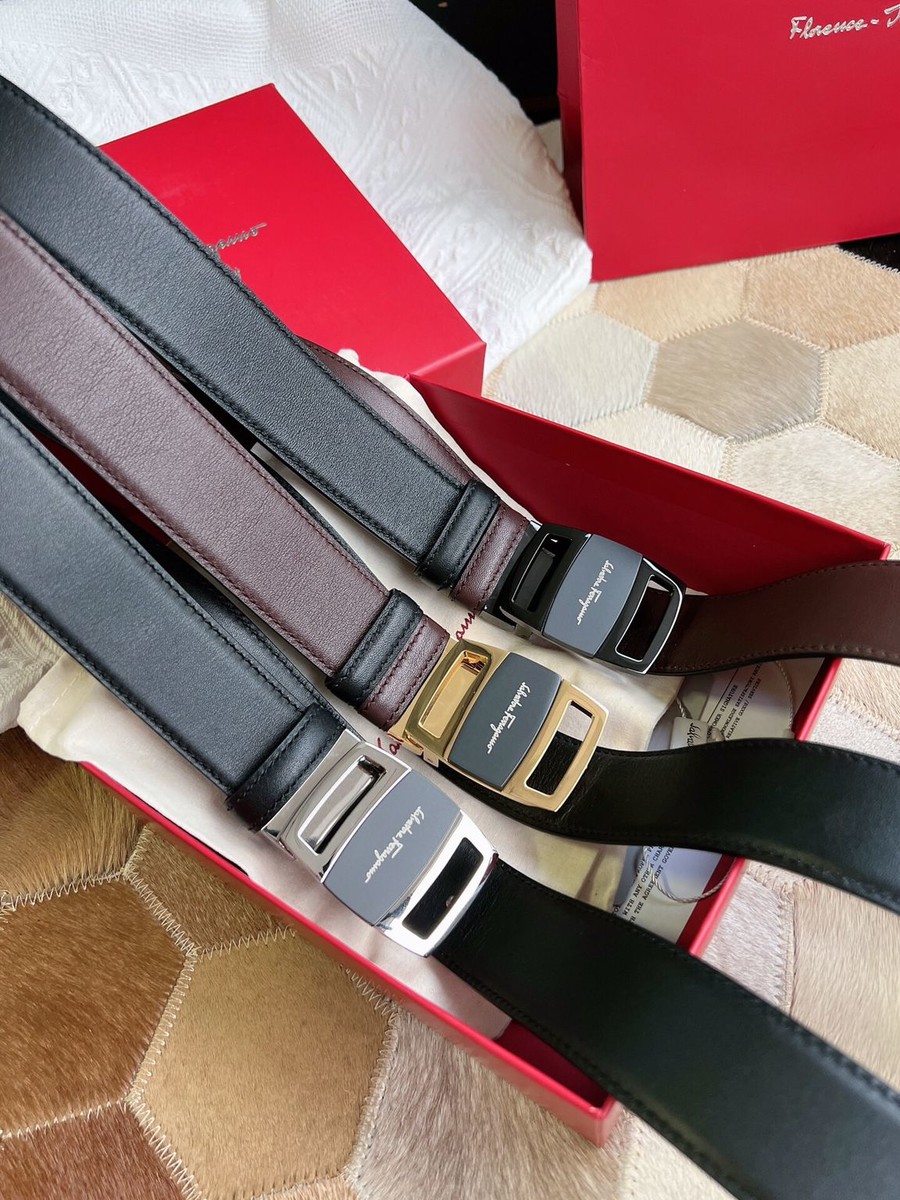 Ferragamo Stainless steel fusion acrylic men s belt 3.5cm