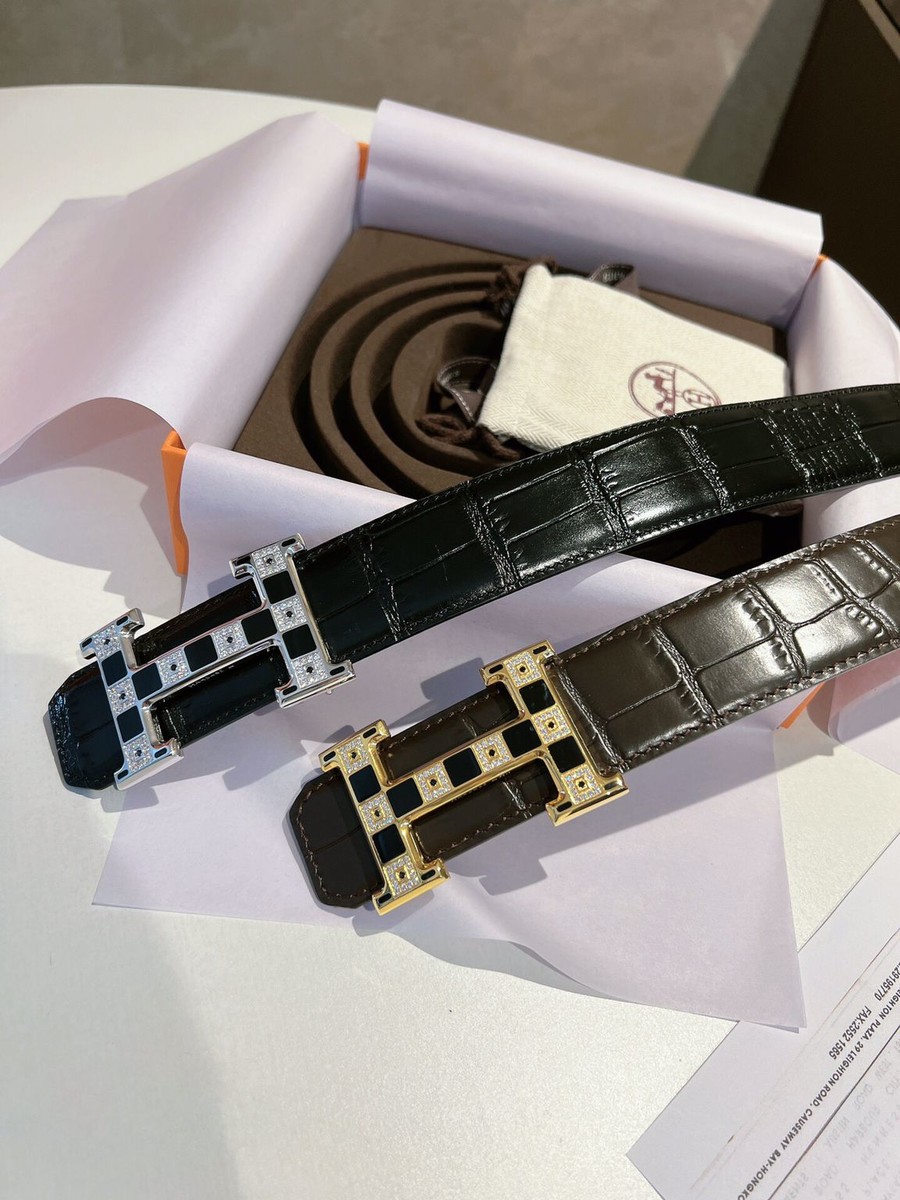 Hermes 35mm belt in stainless steel with Austrian crystal diamonds and resin