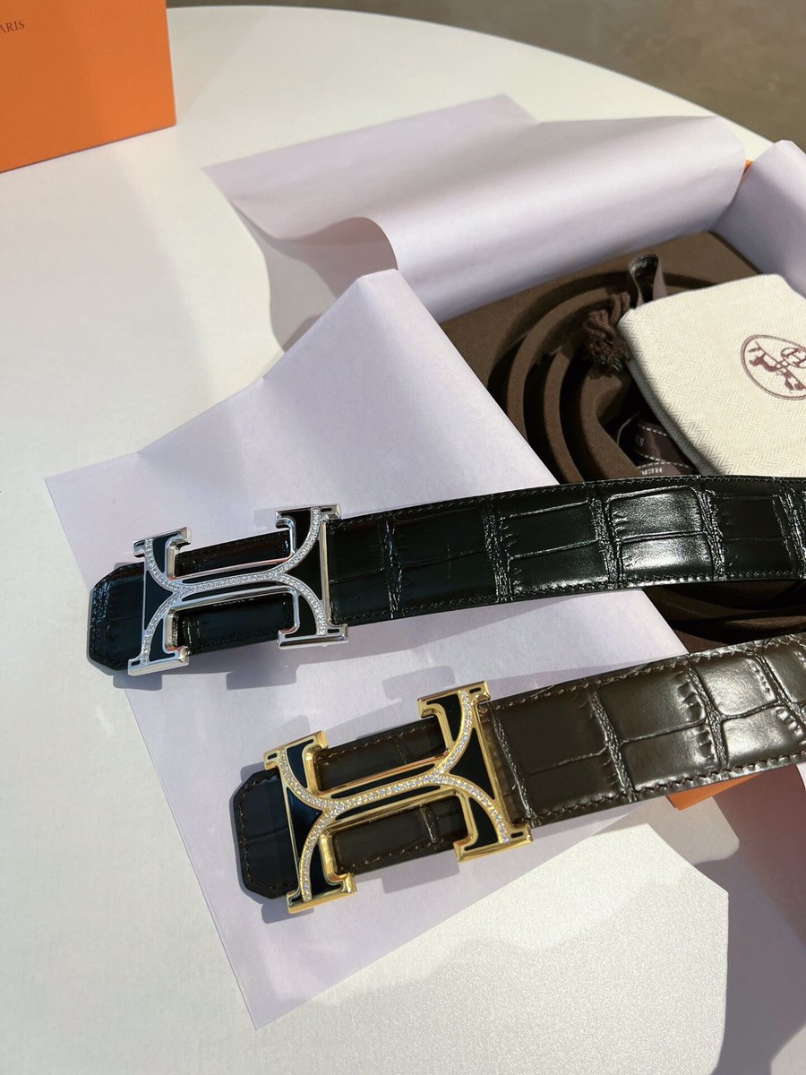 Hermes 35mm belt in stainless steel with Austrian crystal diamonds and resin