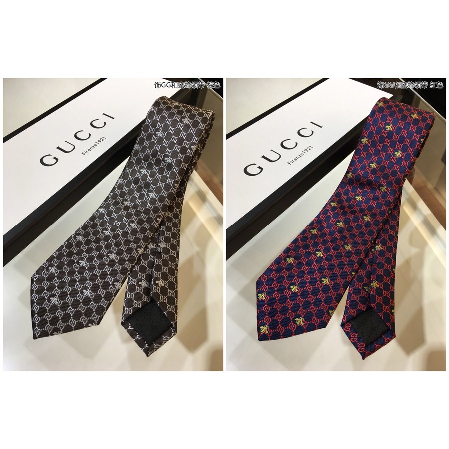 Gucci 100% top jacquard silk with GG and bee tie 545078