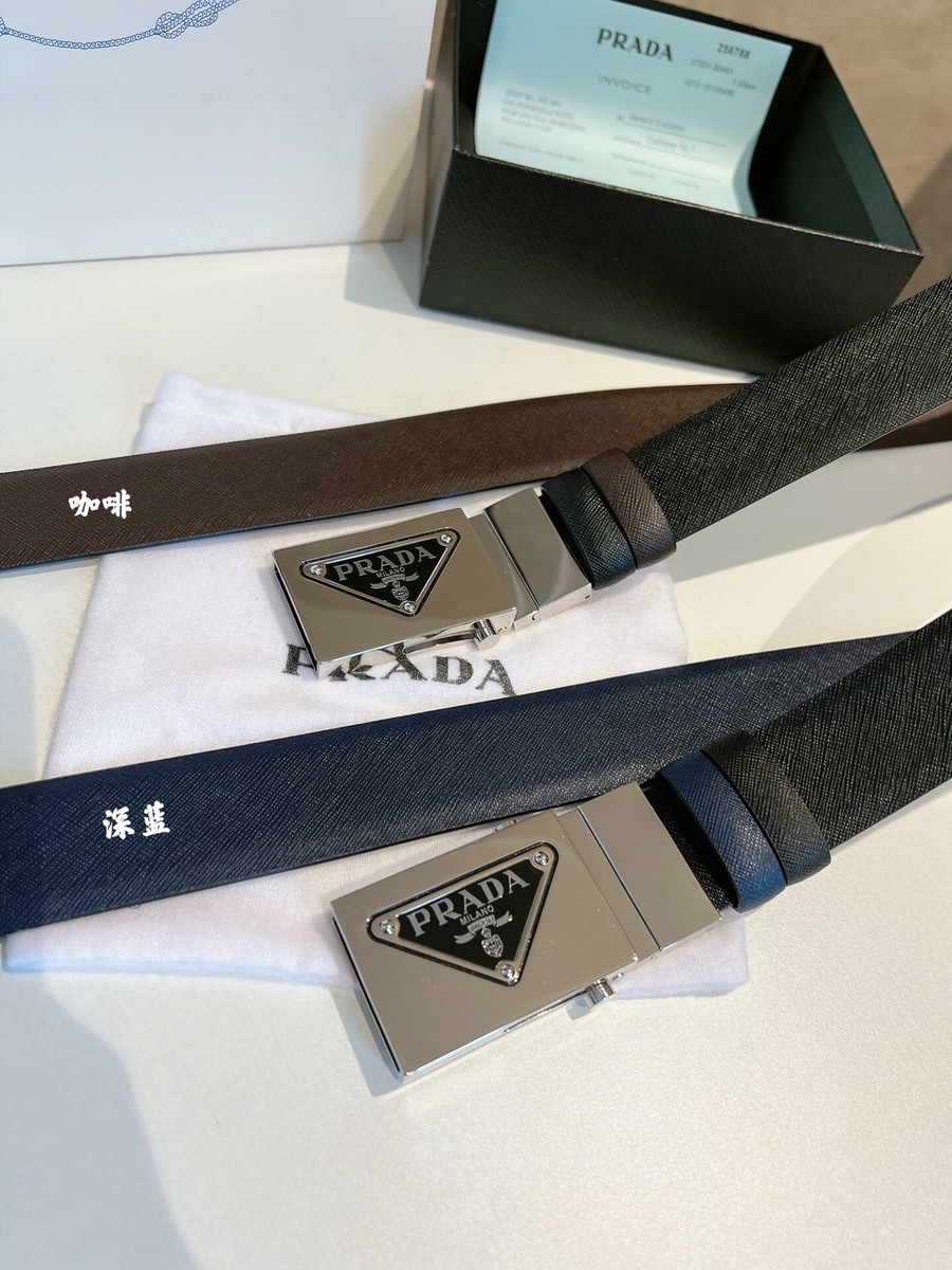 Prada Men s belt with pulley type metal buckle 3.5cm