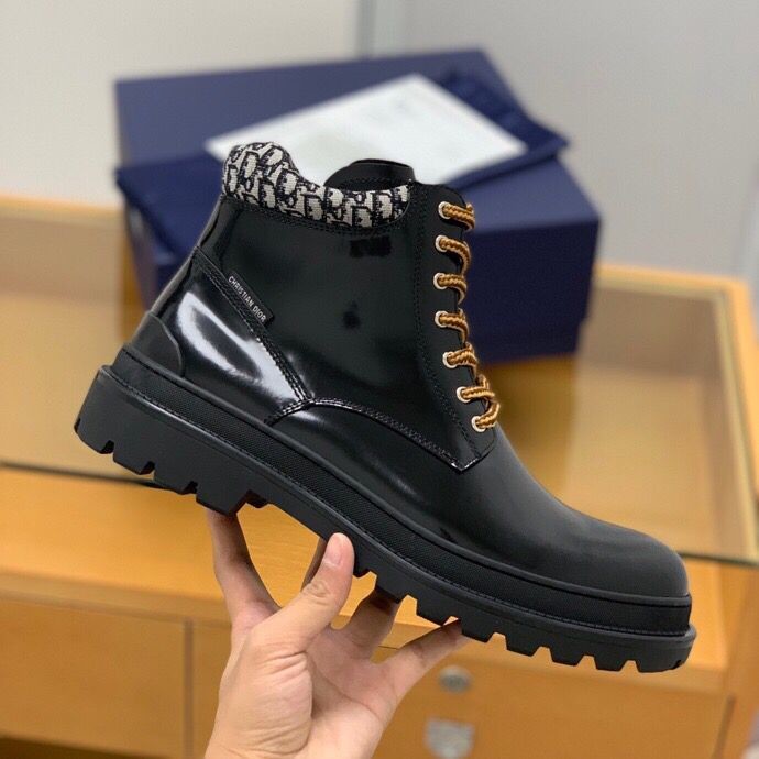 Dior Men s rubber shoes with oblique print with laces