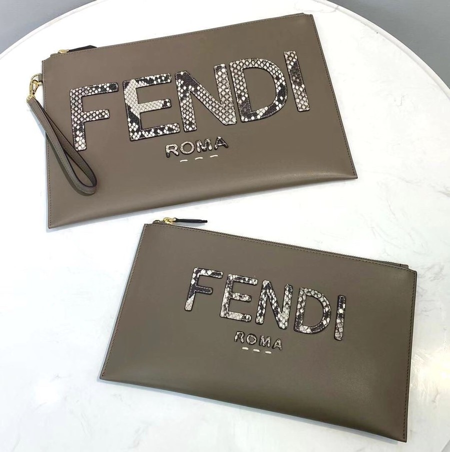 Fendi Snakeskin logo stitching full cowhide FD thin section Clutch 8508S 8508L