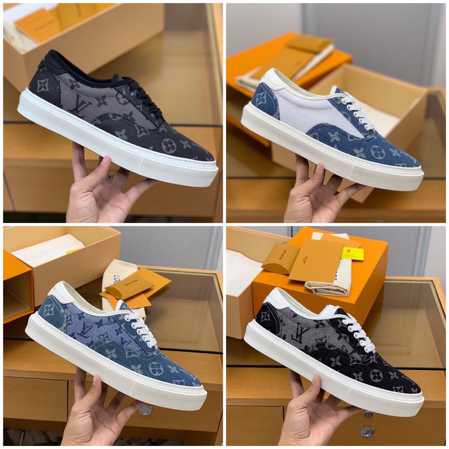 Louis Vuitton Denim stitched rubber outsole men s sneakers