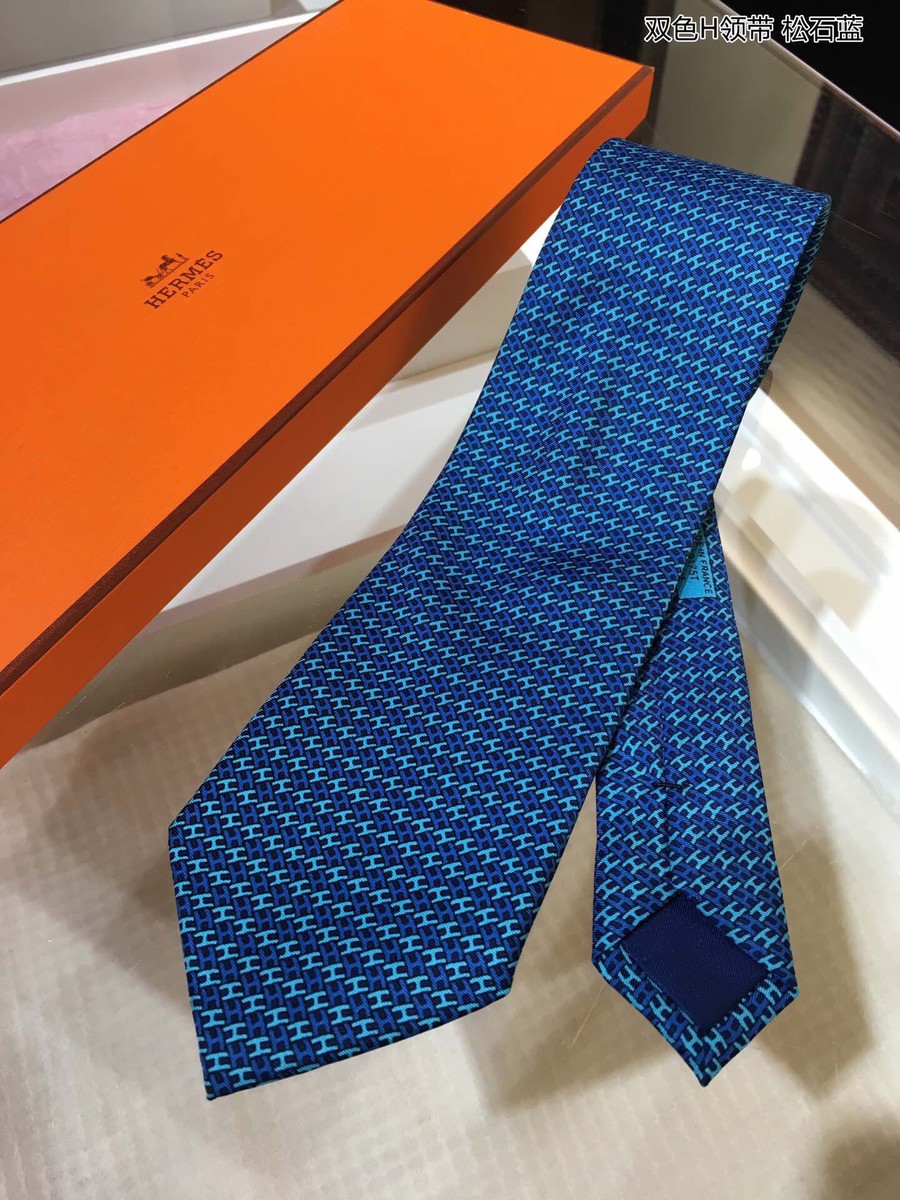 Hermes 100% top-quality twill silk two-tone H tie