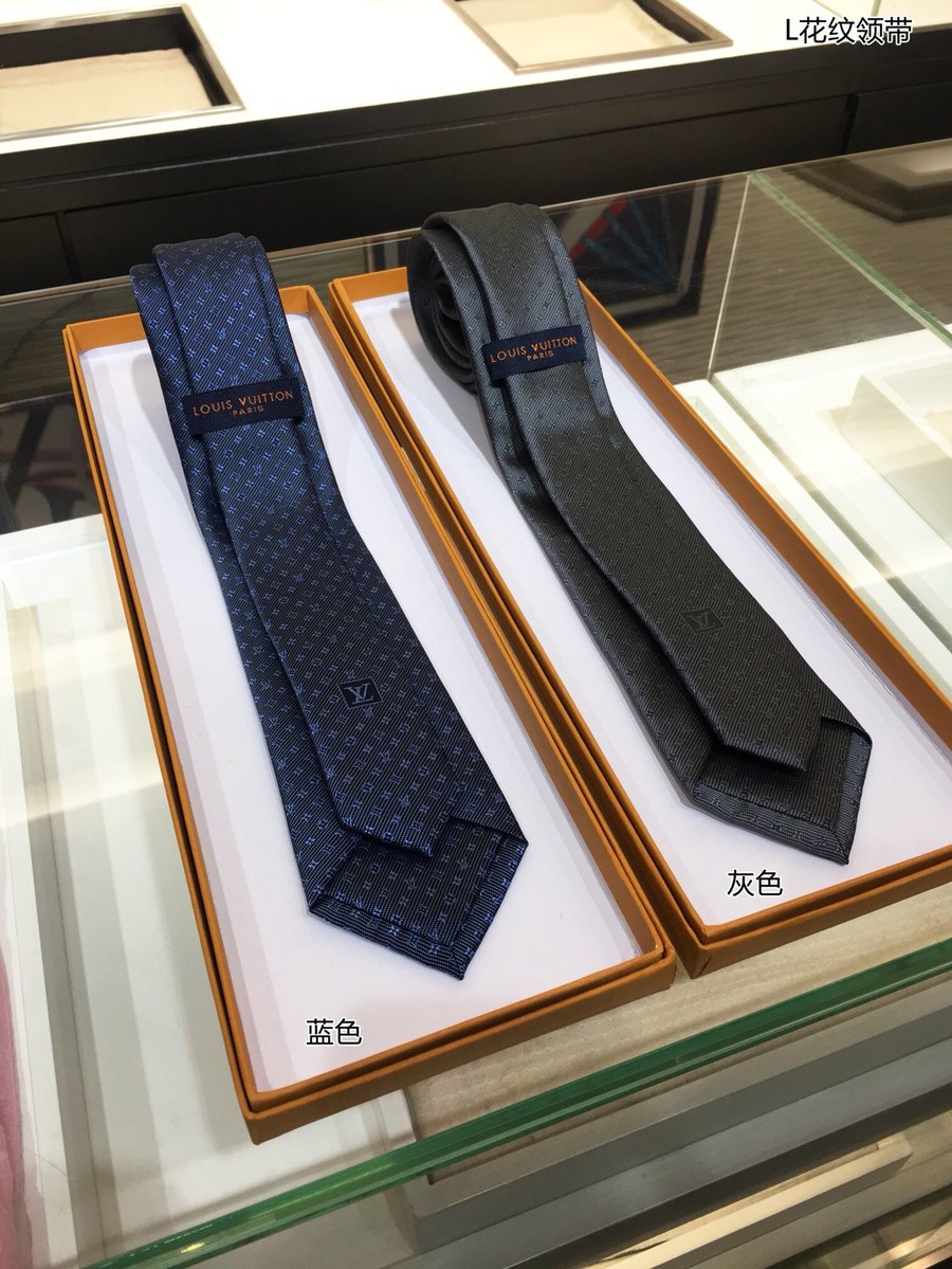 Louis Vuitton 100% top jacquard silk tie with L pattern