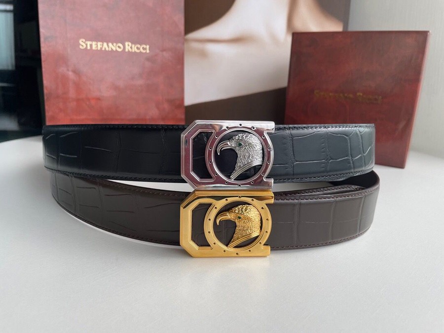 Stefano Ricci 3.8cm belt with stainless steel eagle head and metal buckle inside