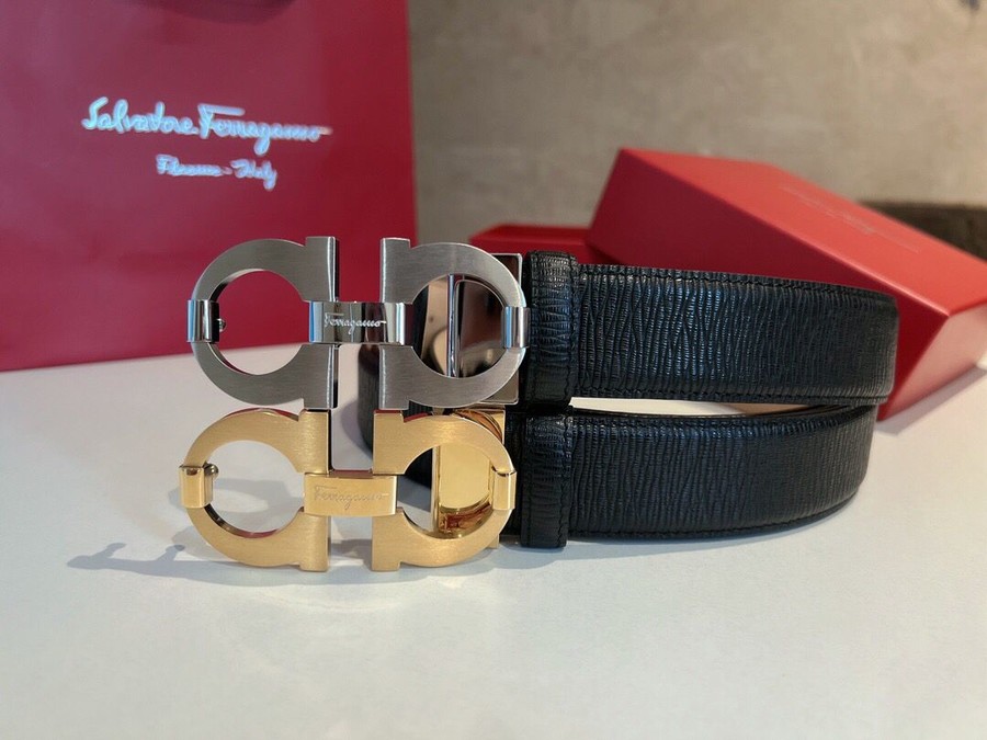 Ferragamo Stainless steel figure 8 metal clip buckle, metal buckle men s 3.5cm belt