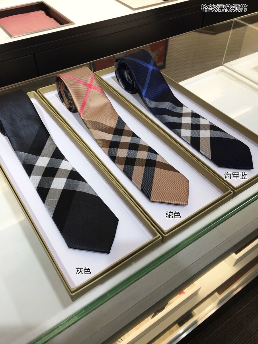 Burberry 100% top jacquard silk check jacquard tie