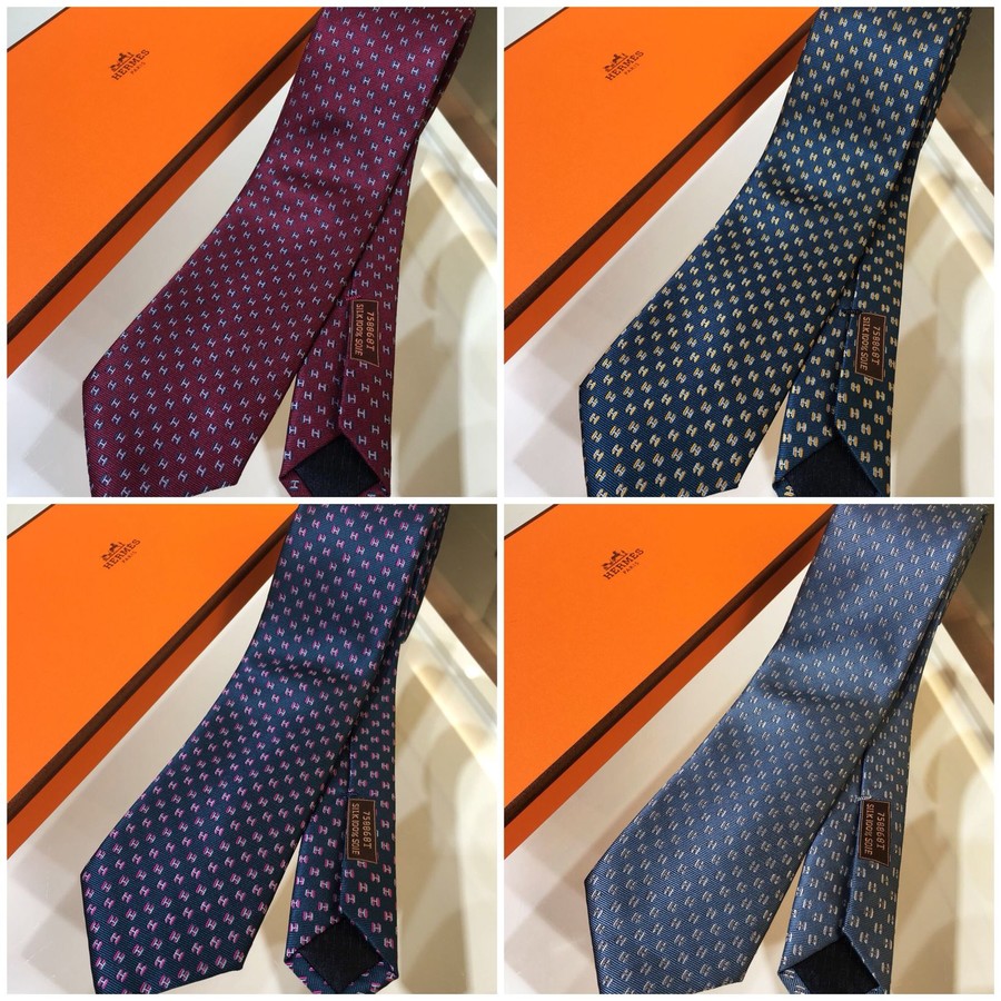 Hermes 100% top-quality twill silk overlay tie