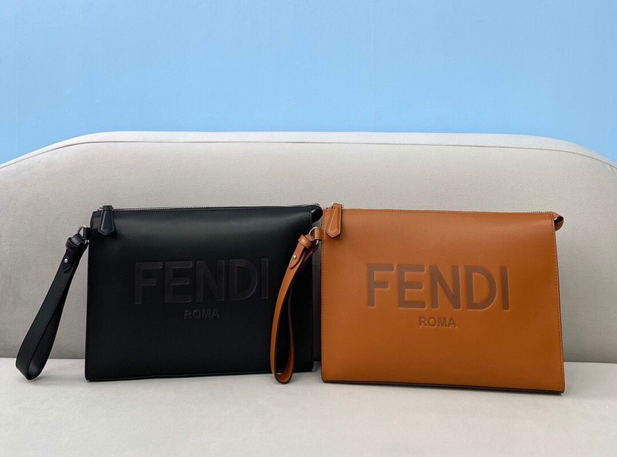 Fendi Big Logo Full Leather Clutch 8351A