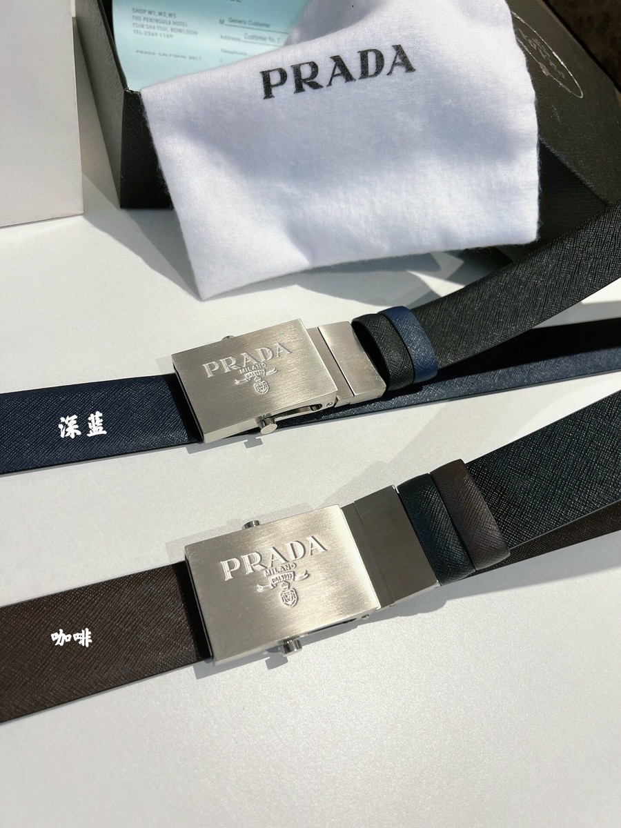 Prada Cowhide Reversible Metal Buckle Men s Belt 3.5cm