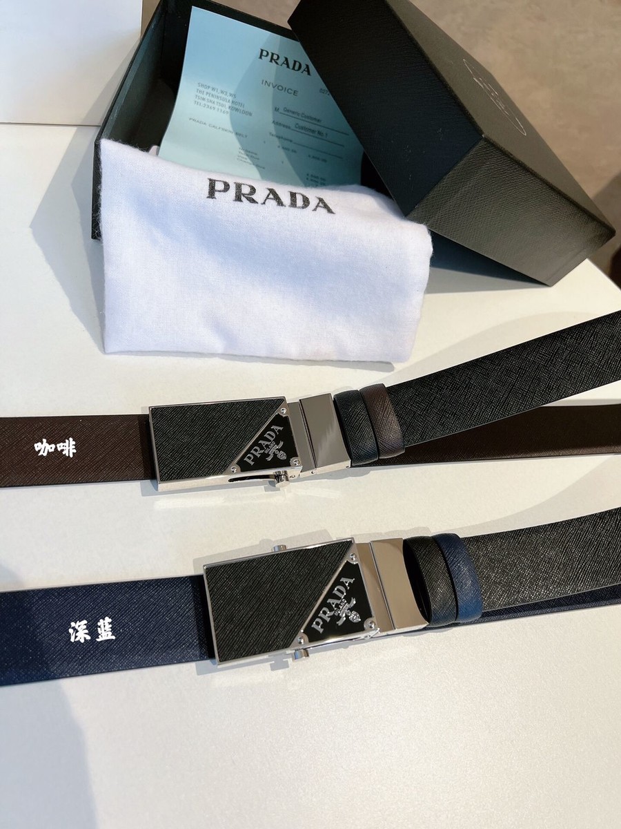 Prada Men s 3.5cm belt with pulley type metal buckle