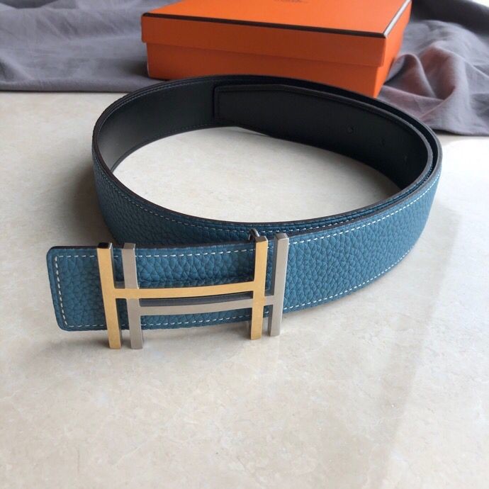 Hermes Men s 3.8cm stainless steel double buckle leather belt