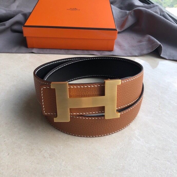 Hermes H four-corner metal buckle 3.8cm belt