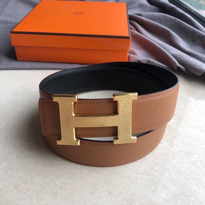 Hermes Men s 3.8cm stainless steel H buckle leather belt