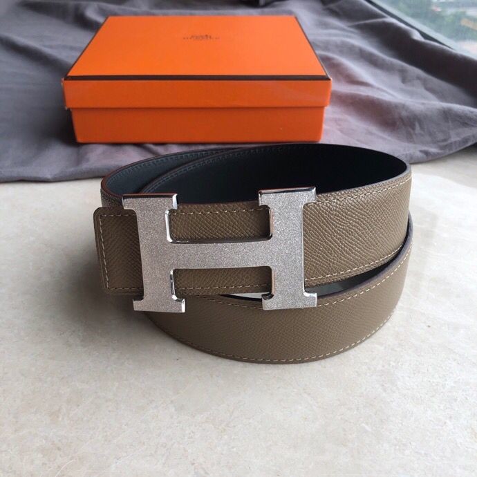 Hermes Men s 3.8cm stainless steel H buckle leather belt