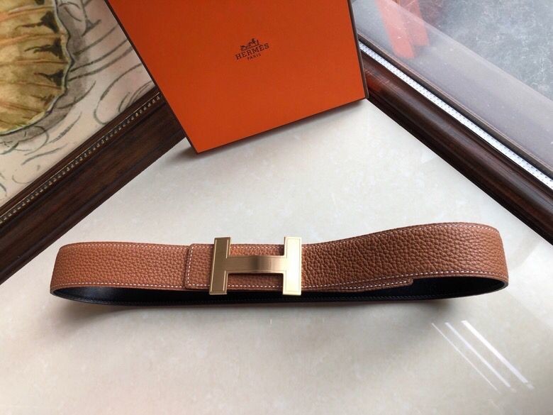 Hermes Reversible +h metal buckle 3.8cm belt