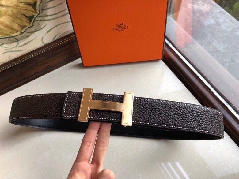 Hermes Reversible +h metal buckle 3.8cm belt