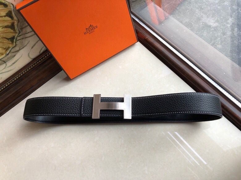 Hermes Reversible +h metal buckle 3.8cm belt