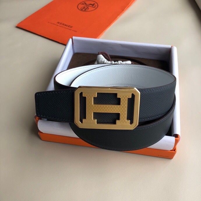 Hermes Men s 3.8cm Royal Metal Buckle Stainless Steel Reversible Leather Belt