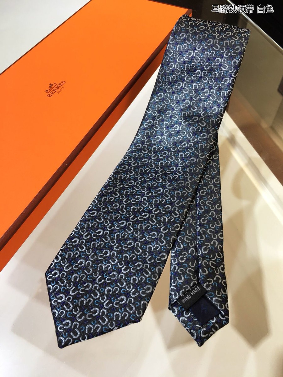 Hermes Twill silk horseshoe tie
