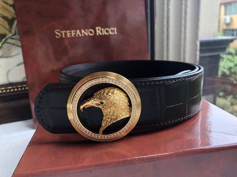 Stefano Ricci Stainless steel eagle head hanging buckle men s belt width 3.8cm