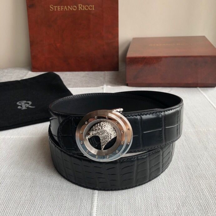 Stefano Ricci 3.8cm men s eagle leather crocodile pattern belt