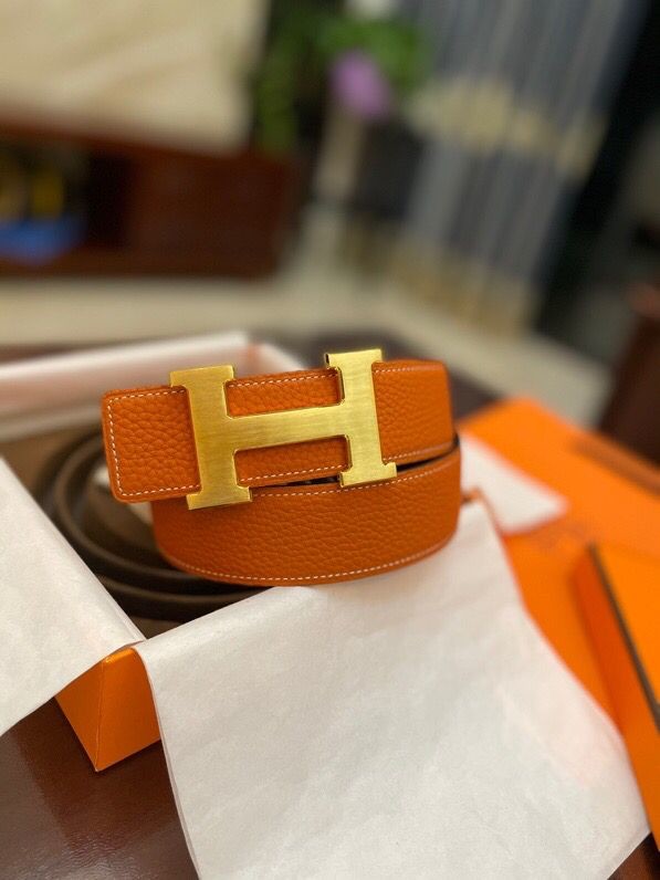 Hermes Classic H gold/palladium buckle togo leather calfskin 38mm belt