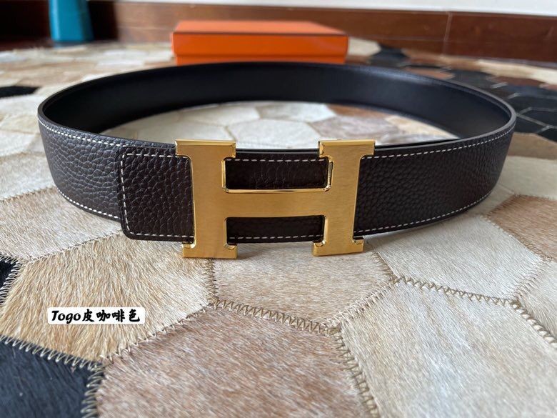 Hermes Togo leather stainless steel buckle 38mm men s belt