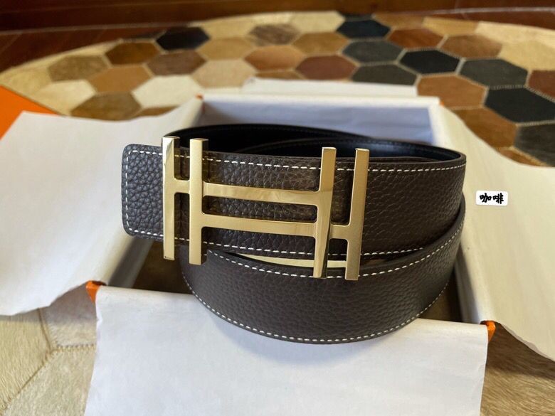 Hermes Togo leather stainless steel duplex buckle 38mm classic men s belt