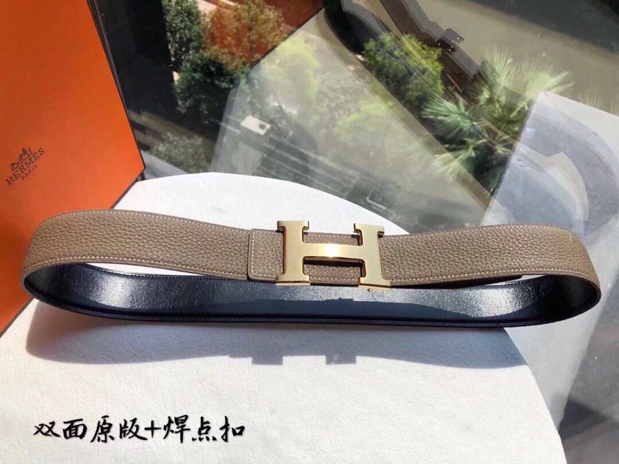 Hermes Stainless steel H buckle men s Reversible leather belt 38mm