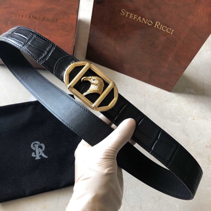 Stefano Ricci 3.5cm cowhide belt with stainless steel eagle head buckle