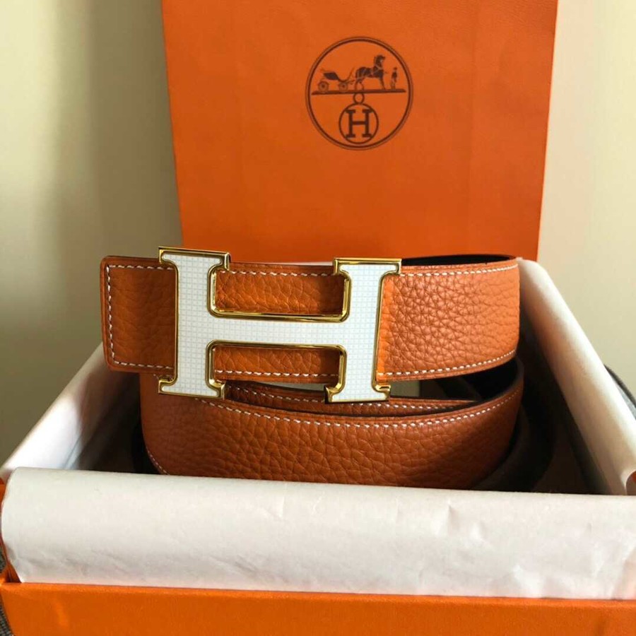 Hermes Men s Reversible Leather Belt 38mm with Stainless Steel Buckle