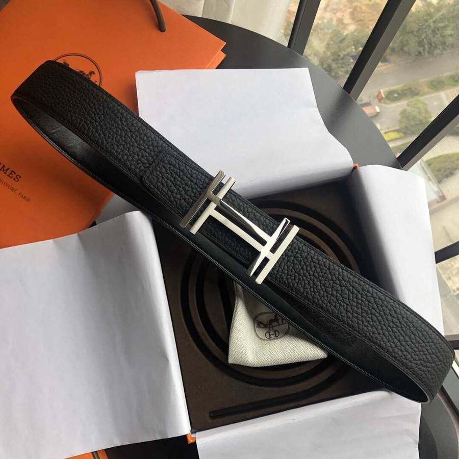 Hermes Stainless steel buckle & Togo leather Reversible belt 38mm