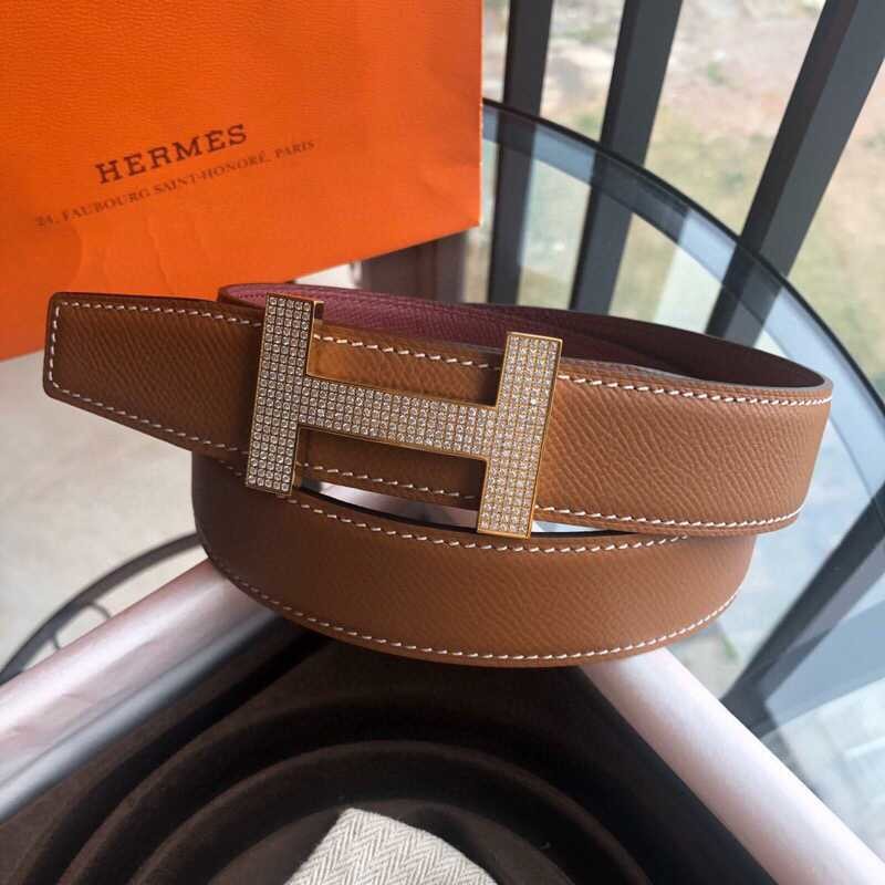 Hermes Stainless steel H buckle Reversible leather belt 32mm