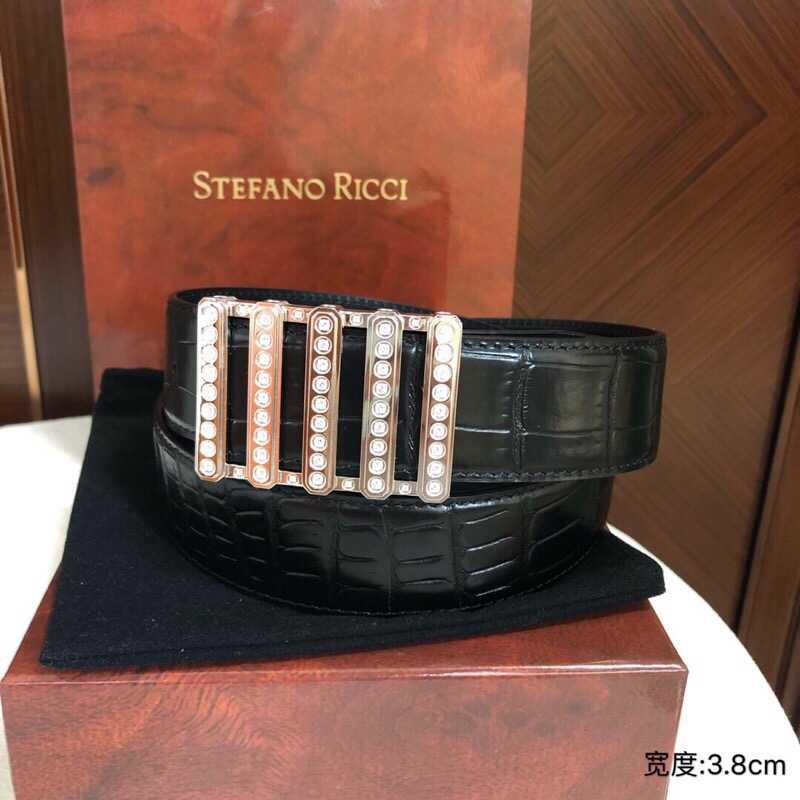 Stefano Ricci Fine cowhide crocodile pattern belt 3.8cm