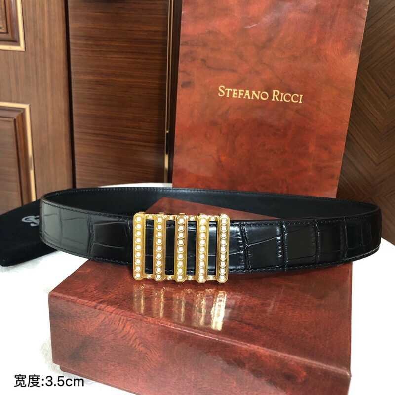 Stefano Ricci Cowhide crocodile pattern belt 3.5cm