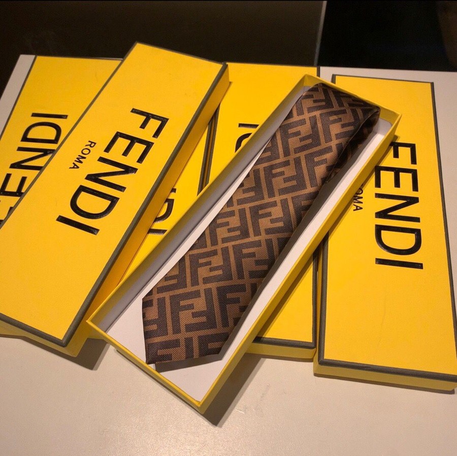 Fendi Jacquard silk FF letters men s tie