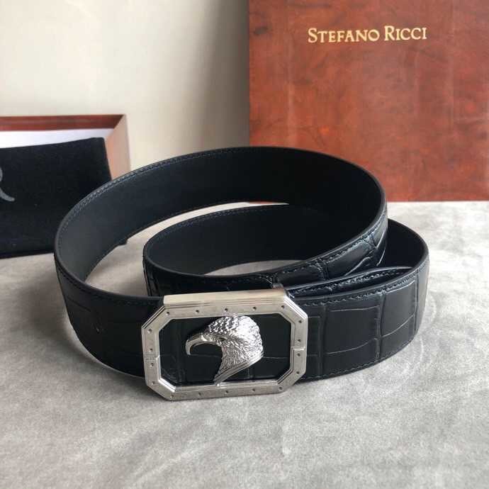 Stefano Ricci Stainless steel eagle head metal buckle 3.8cm cowhide belt